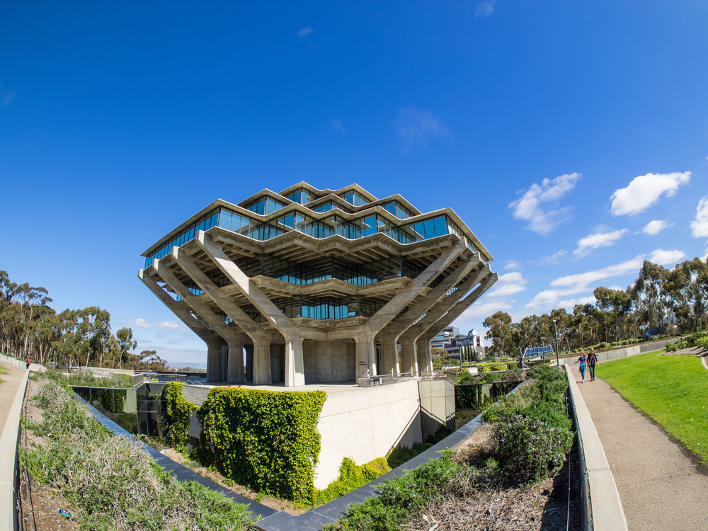 Geisel Library is the main library building of the University of California, San Diego Library. It is named in honor of Audrey and Theodor Seuss Geisel, better known as Dr. Seuss.